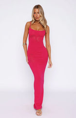 Deep Love Knit Maxi Dress Fuschia