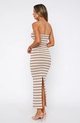 New Vibrations Strapless Maxi Dress Brown