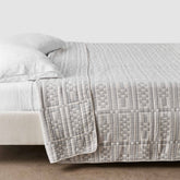 Alegria Organic Cotton Quilted Bed Blanket - Stone Blue