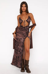 High Voltage Maxi Dress Mahogany Leaffall