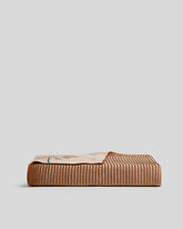 Organic Two Tone Rib Knit Throw (Bone and Tobacco)