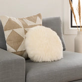 Lanna Round Sheepskin Pillow - Ivory