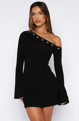 Live Loud Long Sleeve Mini Dress Black