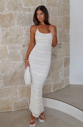 Never Say Goodbye Halter Maxi Dress Cream