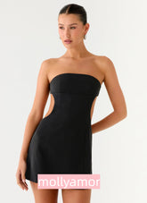 Antalya Strapless Mini Dress - Black