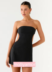Antalya Strapless Mini Dress - Black
