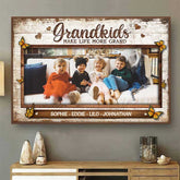 Grandkids Make Life More Grand - Personalized Horizontal Poster - Upload Image. Gift For Grandparents