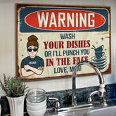 Put Away Your Dishes Or I'll Punch You - Gift For Mom. Personalized Horizontal Poster