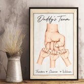 Side By Side With Daddy's Team - Family Personalized Custom Vertical Poster - Father's Day. Gift For Dad. Grandpa