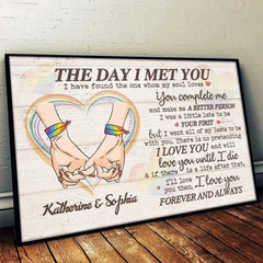 The Day I Met You I Have Found The One Whom My Soul Loves - Couple Personalized Custom Horizontal Poster - Gift For Husband Wife. Anniversary. LGBTQ+