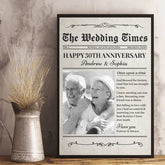 Custom Photo Newspaper Save The Date The Wedding Times - Couple Personalized Custom Vertical Poster - Gift For Husband Wife. Anniversary