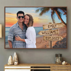 Custom Photo Where There Is Love There Is Life - Couple Personalized Custom Horizontal Poster - Gift For Husband Wife. Anniversary
