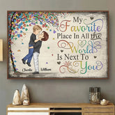 My Favorite Place In All The World Is Next To You - Couple Personalized Custom Horizontal Poster - Gift For Husband Wife. Anniversary. LGBTQ+