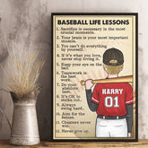 Never Give Up - Family Personalized Custom Horizontal Poster - Gift For Family Members. Baseball Players. Baseball Lovers