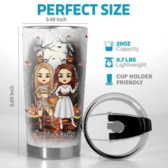 We're Not Just Friends. We're Partners In Crime - Bestie Personalized Custom Tumbler - Halloween Gift For Best Friends. BFF. Sisters