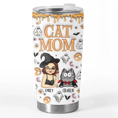 Time To Put On My Halloween Costume - Cat Personalized Custom 3D Inflated Effect Printed Tumbler - Halloween Gift For Pet Owners. Pet Lovers