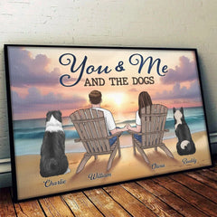 Four Paws. Two Hearts. One Family - Dog & Cat Personalized Custom Horizontal Poster - Christmas Gift For Couples. Pet Owners. Pet Lovers