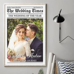 Custom Photo The Wedding Times - Couple Personalized Custom Vertical Poster - Christmas Gift For Husband Wife. Anniversary. First Christmas