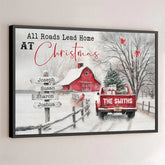 All Roads Lead Home At Christmas - Family Personalized Custom Horizontal Poster - Christmas Gift For Family Members