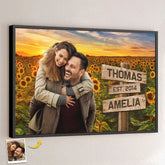 Custom Photo I Love You Like Sunflower Loves The Sun - Couple Personalized Custom Horizontal Poster - Gift For Husband Wife. Anniversary