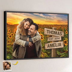 Custom Photo I Love You Like Sunflower Loves The Sun - Couple Personalized Custom Horizontal Poster - Gift For Husband Wife. Anniversary