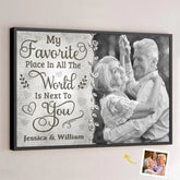 Custom Photo With You. Love Feels Like Home - Couple Personalized Custom Horizontal Poster - Gift For Husband Wife. Anniversary