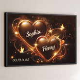 Two Hearts Beating As One - Couple Personalized Custom Horizontal Poster - Gift For Husband Wife. Anniversary