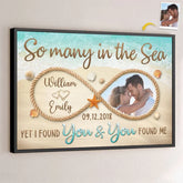 Custom Photo So Many In The Sea Yet I Found You - Couple Personalized Custom Horizontal Poster - Gift For Husband Wife. Anniversary