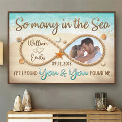 Custom Photo So Many In The Sea Yet I Found You - Couple Personalized Custom Horizontal Poster - Gift For Husband Wife. Anniversary