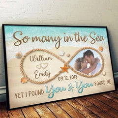 Custom Photo So Many In The Sea Yet I Found You - Couple Personalized Custom Horizontal Poster - Gift For Husband Wife. Anniversary