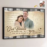 Custom Photo God Blessed The Broken Road That Led Me Straight To You - Couple Personalized Custom Horizontal Poster - Gift For Husband Wife. Anniversary
