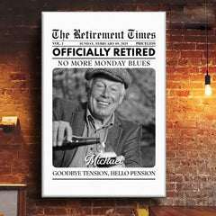 Custom Photo Officially Retired - Personalized Custom Vertical Canvas - Appreciation. Retirement Gift For Coworkers. Work Friends. Colleagues. Family Members