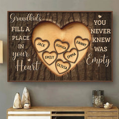 The Love For Grandkids Fills Your Heart Endlessly - Family Personalized Custom Horizontal Poster - Gift For Grandma. Grandpa. Grandkid