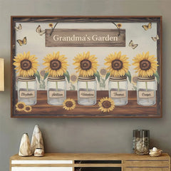 Grandma's Garden Is Where Memories Bloom - Family Personalized Custom Horizontal Poster - Gift For Mom. Grandma