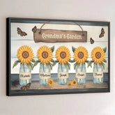 Happiness Is Blooming In Grandma's Garden - Family Personalized Custom Horizontal Poster - Gift For Mom. Grandma