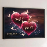 Two Hearts. One Soul - Couple Personalized Custom Horizontal Poster - Gift For Husband Wife. Anniversary