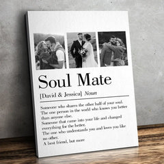 Custom Photo Soulmates. Always - Couple Personalized Custom Vertical Canvas - Gift For Husband Wife. Anniversary