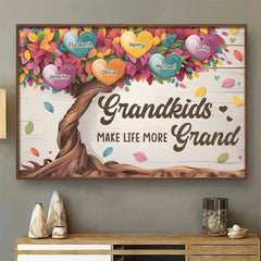 Grandkids Fill A Place In Your Heart - Family Personalized Custom Horizontal Poster - Gift For Grandma. Grandpa. Grandkid