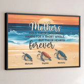 Like A Turtle. A Mom Carries Her World On Her Back - Family Personalized Custom Horizontal Poster - Gift For Mom