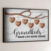 Grandkids Are The Heart Of A Family - Family Personalized Custom Horizontal Poster - Gift For Mom. Grandma