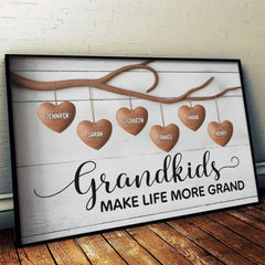 Grandkids Are The Heart Of A Family - Family Personalized Custom Horizontal Poster - Gift For Mom. Grandma