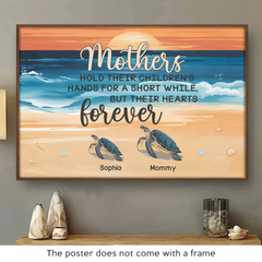 Like A Turtle. A Mom Carries Her World On Her Back - Family Personalized Custom Horizontal Poster - Gift For Mom
