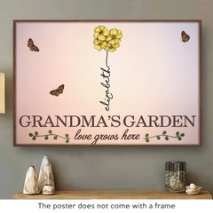 When Love Grows Here - Family Personalized Custom Horizontal Poster - Gift For Mom. Grandma
