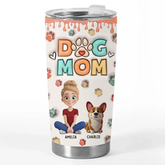 Proud Fur Mom. Love Eternal - Dog & Cat Personalized Custom 3D Inflated Effect Printed Tumbler - Gift For Pet Owners. Pet Lovers