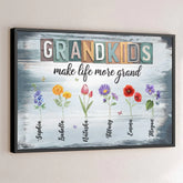 Life Is Grand With Grandkids In Hand - Family Personalized Custom Horizontal Poster - Gift For Mom. Grandma