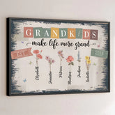 Grandkids Make The World Brighter - Family Personalized Custom Horizontal Poster - Gift For Mom. Grandma
