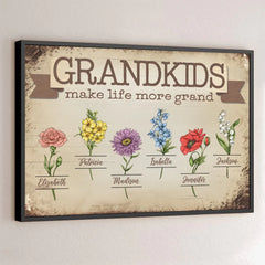 Made Grand By My Grandkids - Family Personalized Custom Horizontal Poster - Gift For Mom. Grandma
