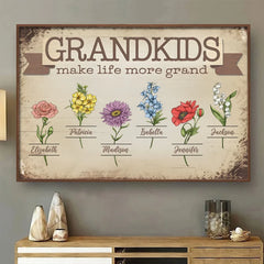 Made Grand By My Grandkids - Family Personalized Custom Horizontal Poster - Gift For Mom. Grandma