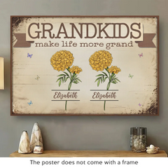 Made Grand By My Grandkids - Family Personalized Custom Horizontal Poster - Gift For Mom. Grandma