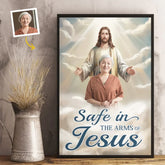Custom Photo Safe In His Arms. Cherished In My Soul - Memorial Personalized Custom Vertical Poster - Sympathy Gift For Family Members